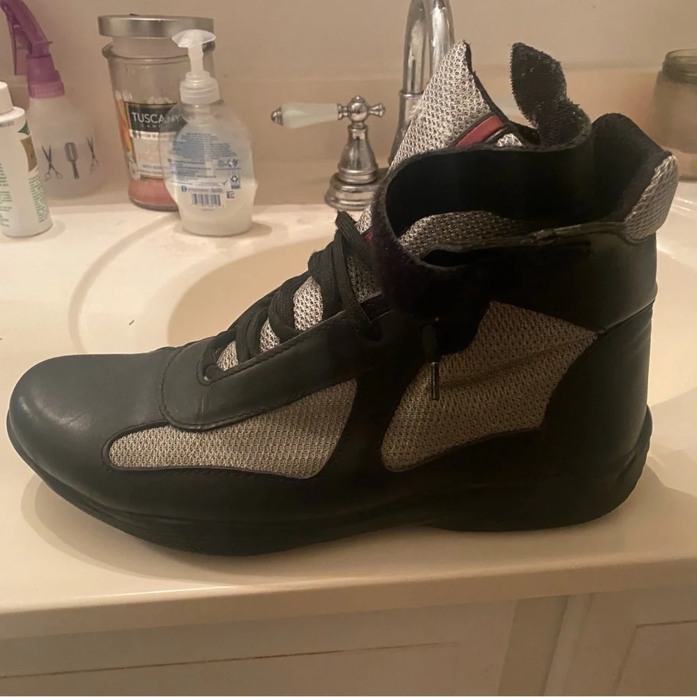 Prada high top sneakers/Boots.Black and Grey Size 11 - Picture 5 of 16